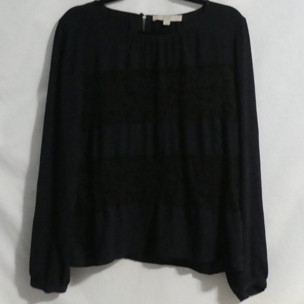 LOFT | large | Black Long Sleeve Blouse | Single Button Back Closure